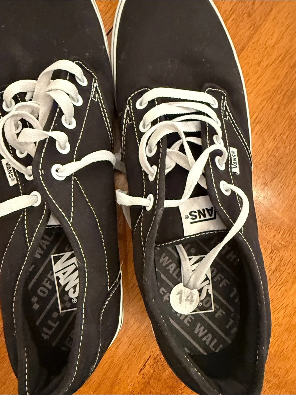 Vans Black & White Checkerboard Low-Top Canvas Sneakers size 14
